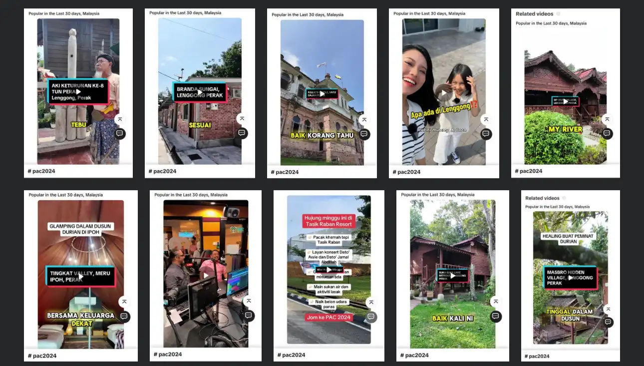 A collage of nine images featuring a mix of outdoor scenes, interior settings, and people. Each image has overlaid text in a foreign language with small numbers and arrows present. CK Media